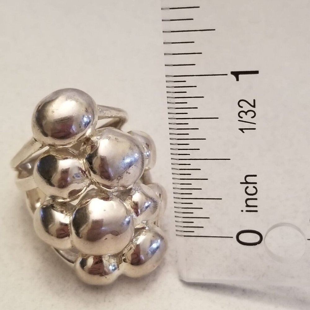 Solid 925 Sterling Silver Wide Dome Multi Bubble … - image 5